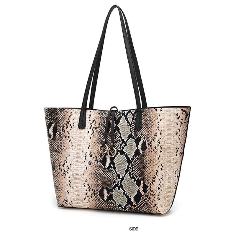 Serpentine Patchwork Composite Bag Women PU Shoulder Messenger Bag
