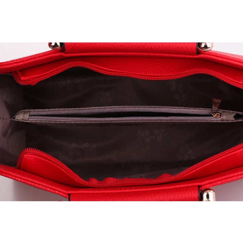 Women Leather Handbag Large Capacity Shoulder Bags Casual Tote Top-handle