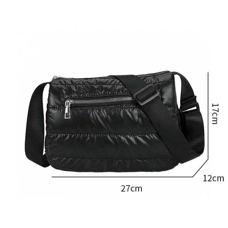 Winter Nylon Cotton Crossbody Shoulder Bag for Women