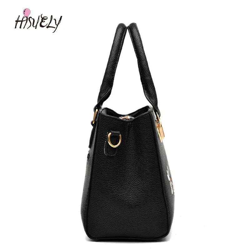 Embroidered Flower PU Leather Handbag Crossbody Bag