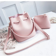 Stylish Tassel Bucket Shoulder Bag Women Messenger Bag