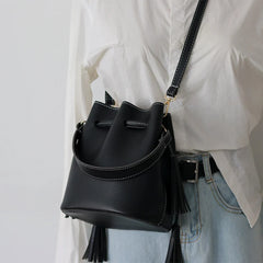 Stylish Tassel Bucket Shoulder Bag Women Messenger Bag