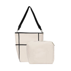 Panelled Canvas Shoulder Bag Large Capacity Handbag