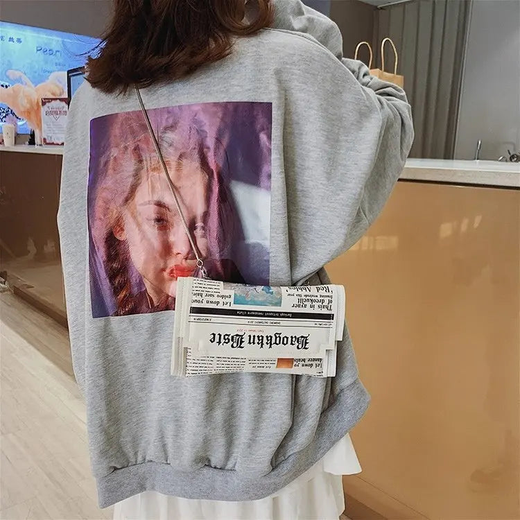 Newspapers Clutch Bag Envelope Shoulder Purse