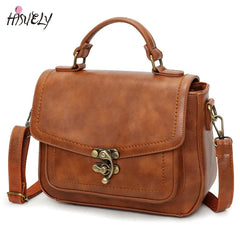 Retro Women Shoulder Bag PU Leather Small Handbags Lock Ladies Crossbody