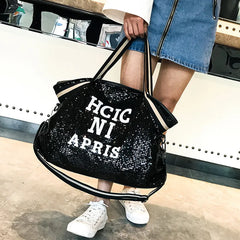 Sequins Woman Handbag Pu Leather Shoulder Bag Large Capacity Tote Messenger Bag