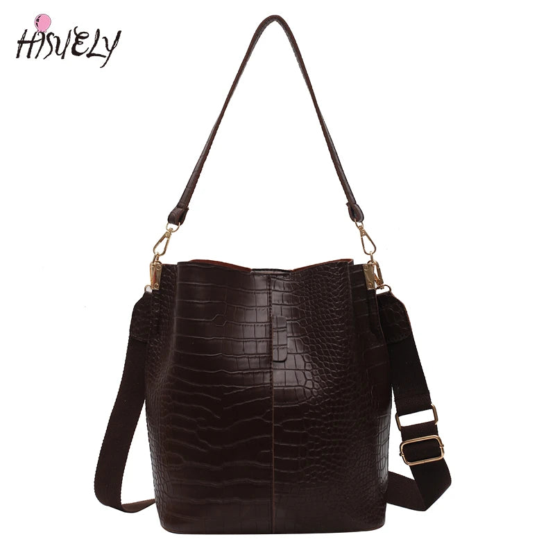 Stone Pattern Large Crossbody Bag for Women Winter Trend Shoulder Handbag