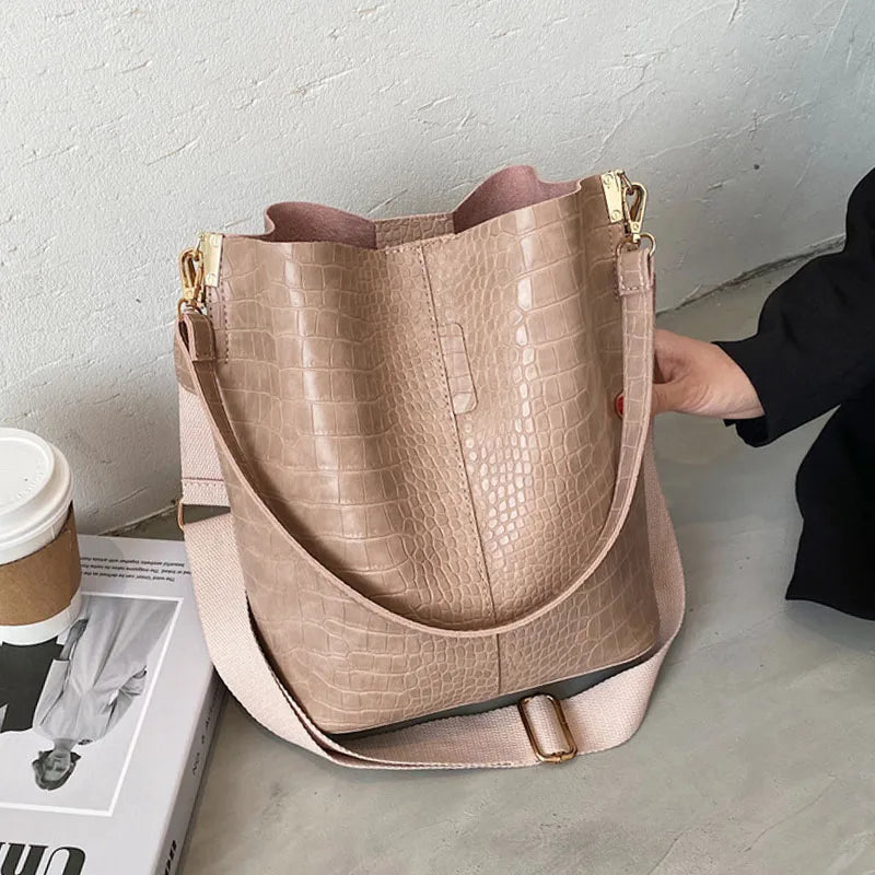 Stone Pattern Large Crossbody Bag for Women Winter Trend Shoulder Handbag