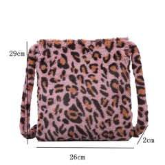 Leopard Print Faux Fur Women's Shoulder Bag