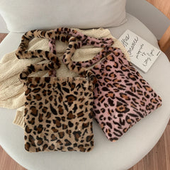 Leopard Print Faux Fur Women's Shoulder Bag