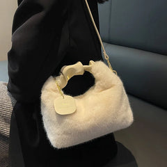 Faux Fur Handbag Winter Warm Plush Tote Bag Ladies Messenger Shoulder Bag