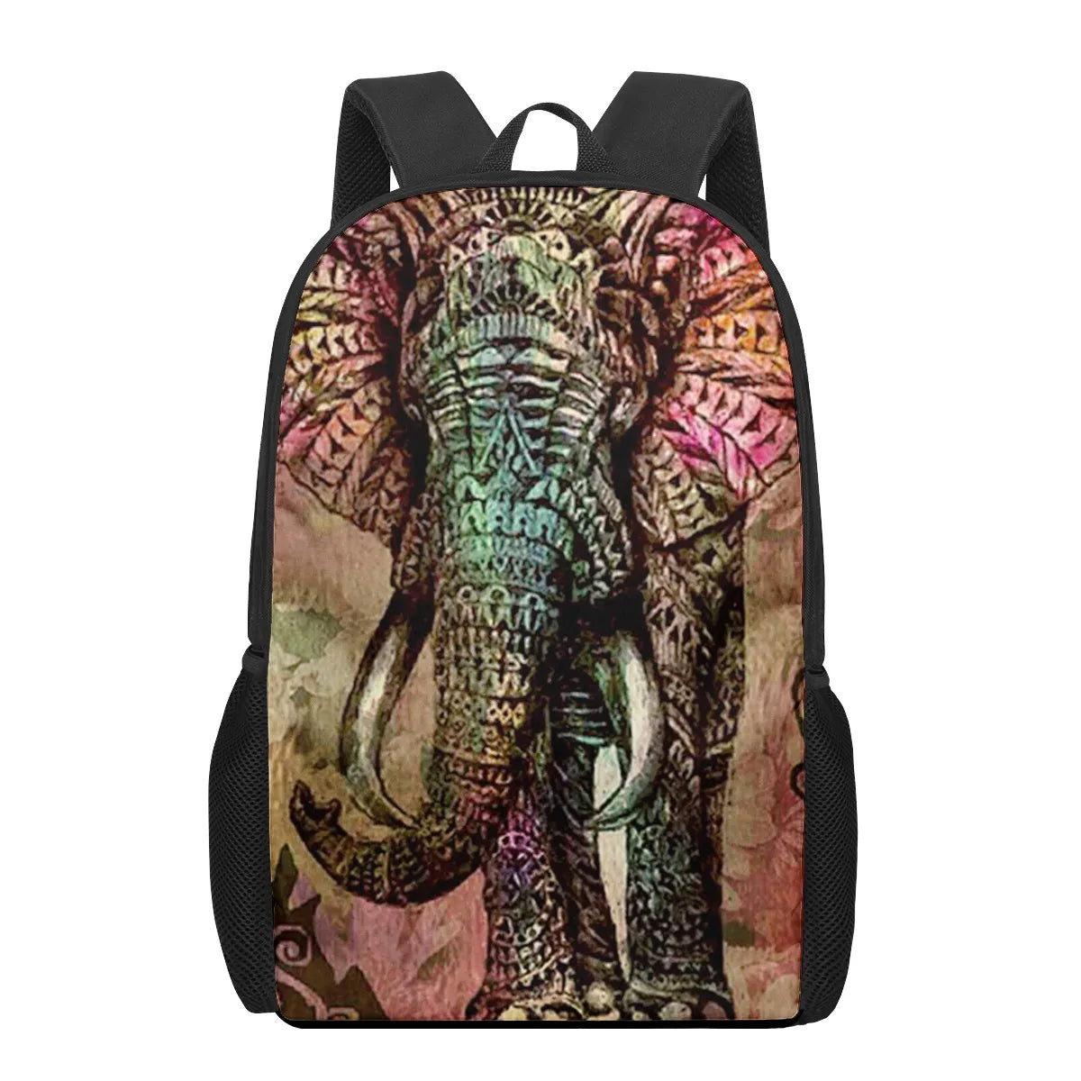 Indian Elephant Art Print 16-inch School Backpack