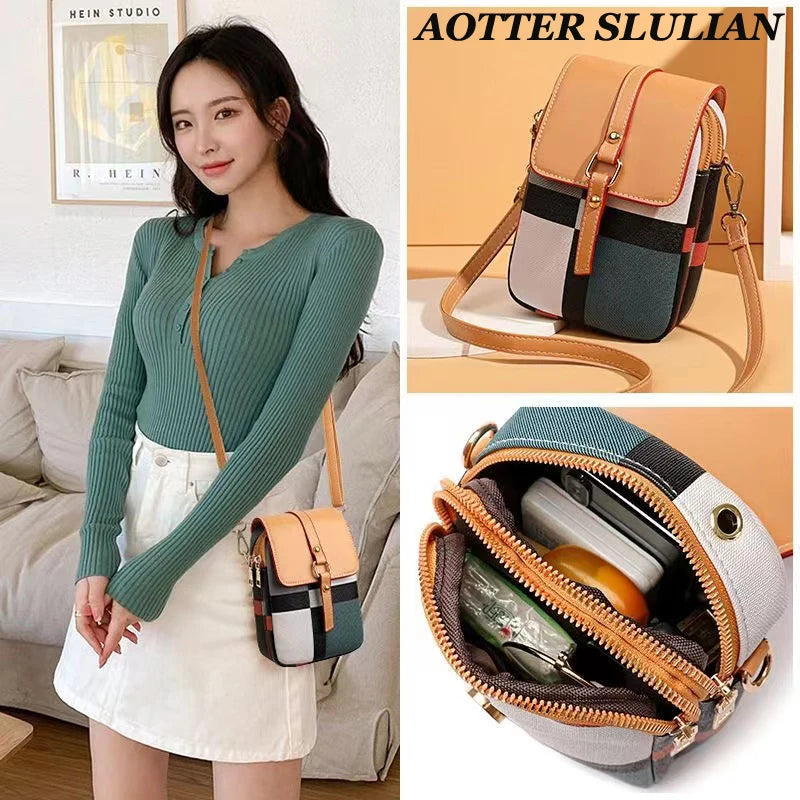 Small Crossbody Messenger Bag Women Shoulder Mini PU Leather Phone Package Purse