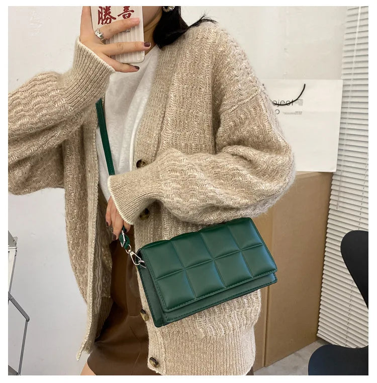 Small Crossbody Bags Women Solid Shoulder Crossbody Bag Weave Small PU Leather C