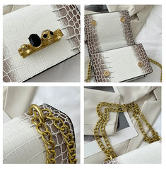 Female Snake Pattern Messenger Bag Skull Knucklebox Lock Flap Handbag Purse