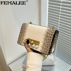 Female Snake Pattern Messenger Bag Skull Knucklebox Lock Flap Handbag Purse
