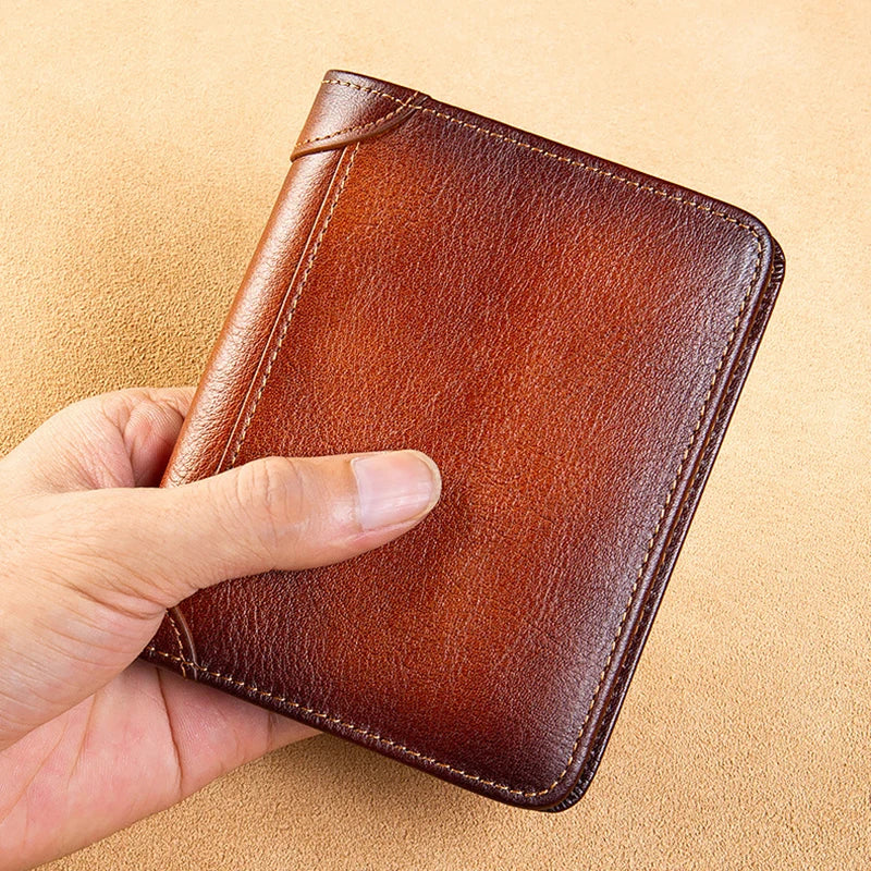 Men's Small Mini Leather Wallet Retro Purse