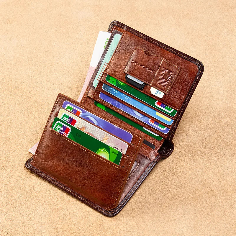 Men's Small Mini Leather Wallet Retro Purse