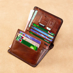Men's Small Mini Leather Wallet Retro Purse