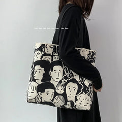 Canvas Shoulder Bag Large Capacity Lazy Style Women's Tote