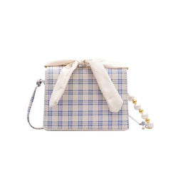 Women Messenger Bags Mini Bag PU Leather Small Square Bag Checkered Shoulder Bag
