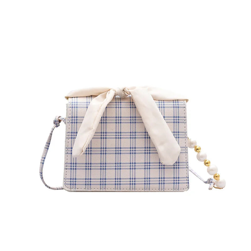 Women Messenger Bags Mini Bag PU Leather Small Square Bag Checkered Shoulder Bag