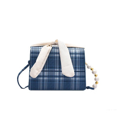 Women Messenger Bags Mini Bag PU Leather Small Square Bag Checkered Shoulder Bag