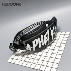 Graffiti Leather Waist Bag Large Capacity Fanny Pack for Women