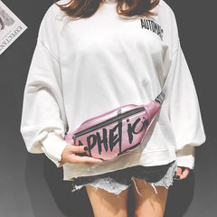 Graffiti Leather Waist Bag Large Capacity Fanny Pack for Women