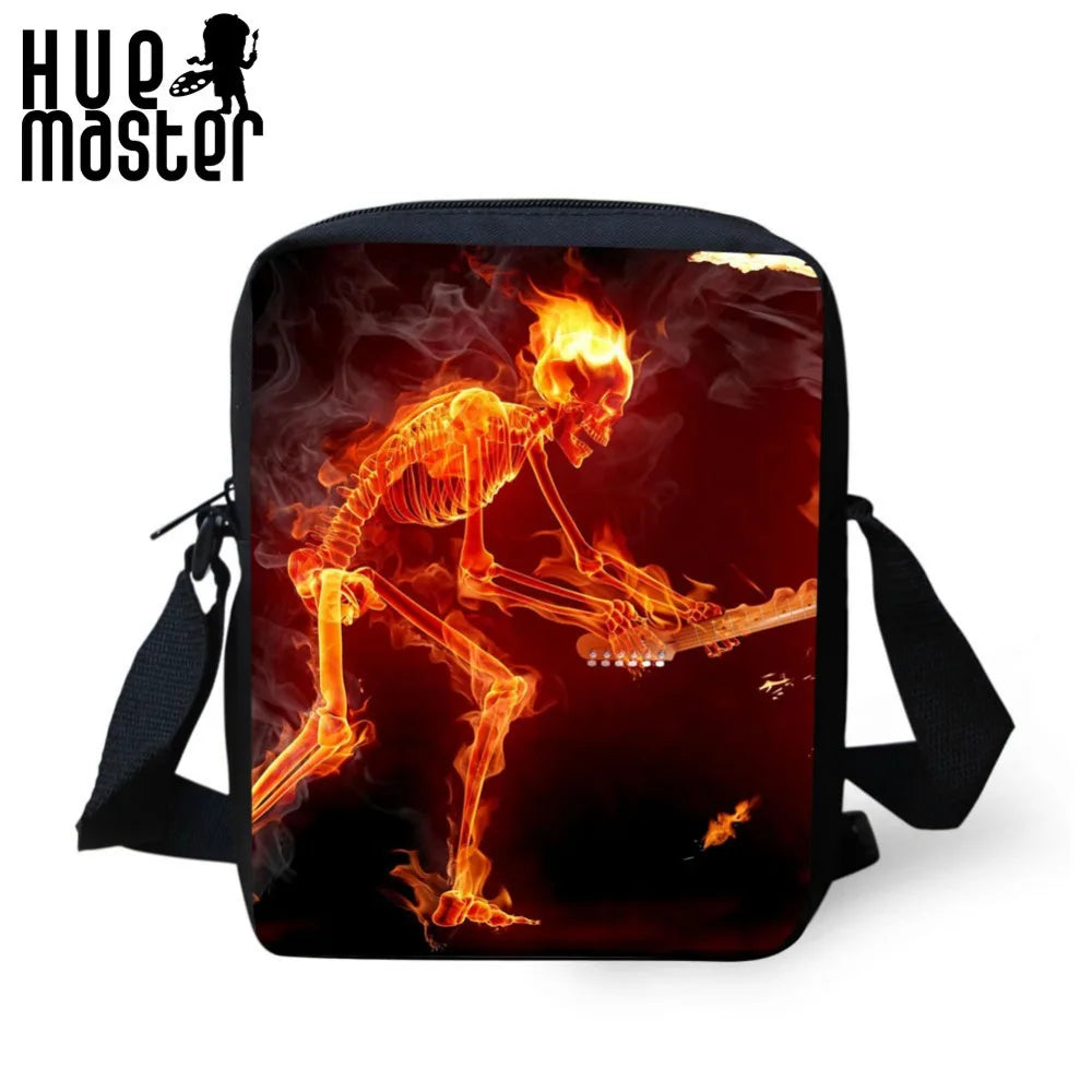 Skeleton Messenger Bags for Kids with Back Zipper Pocket