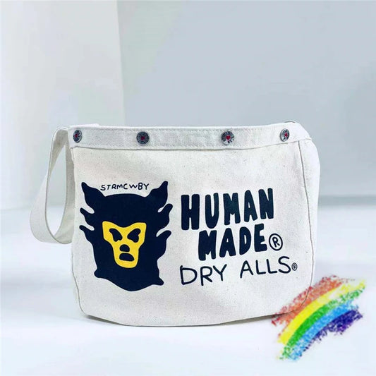 Monkey Head Print Shoulder Messenger Bag Vintage Couple Canvas Casual Bag