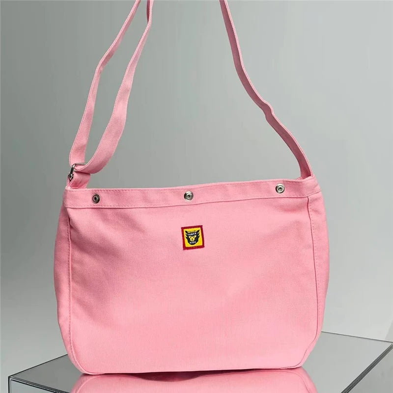 Pink Love Canvas Shoulder Messenger Bag Casual Bag