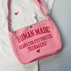 Pink Love Canvas Messenger Bag Casual Shoulder Bag