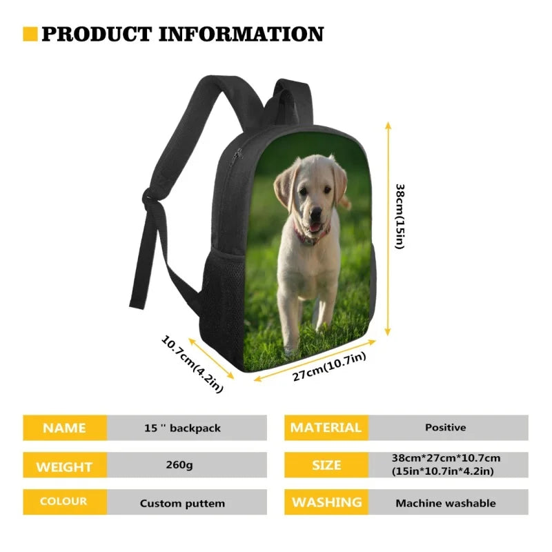 15 Inch Dog Printed School Bag Children Backpack Orthopedic Student Book Bag