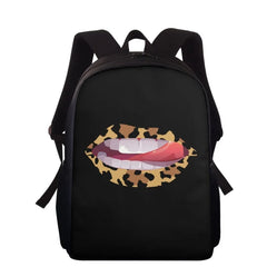 Leopard Lip Print School Backpack Women Shoulder Bag Eco Friendly