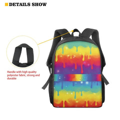 Rainbow Print Backpack for Teens School Children Kid Book Bag