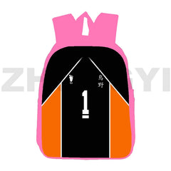 Haikyuu 3D Anime Nekoma Backpack 16 Inch Pink Student School Bag
