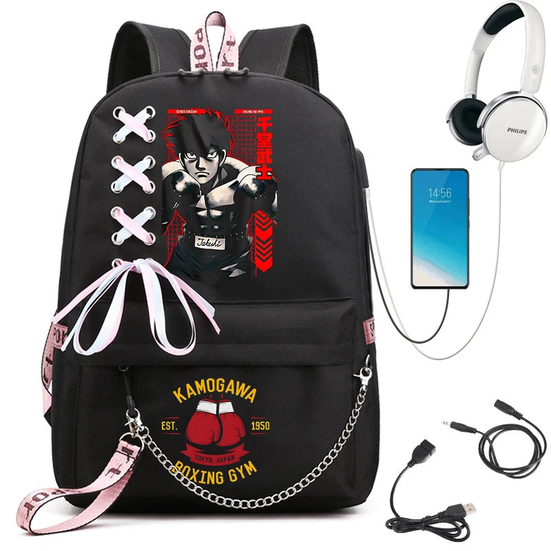 Hajime No Ippo Anime Backpacks Schoolbags Unisex Laptop Bags