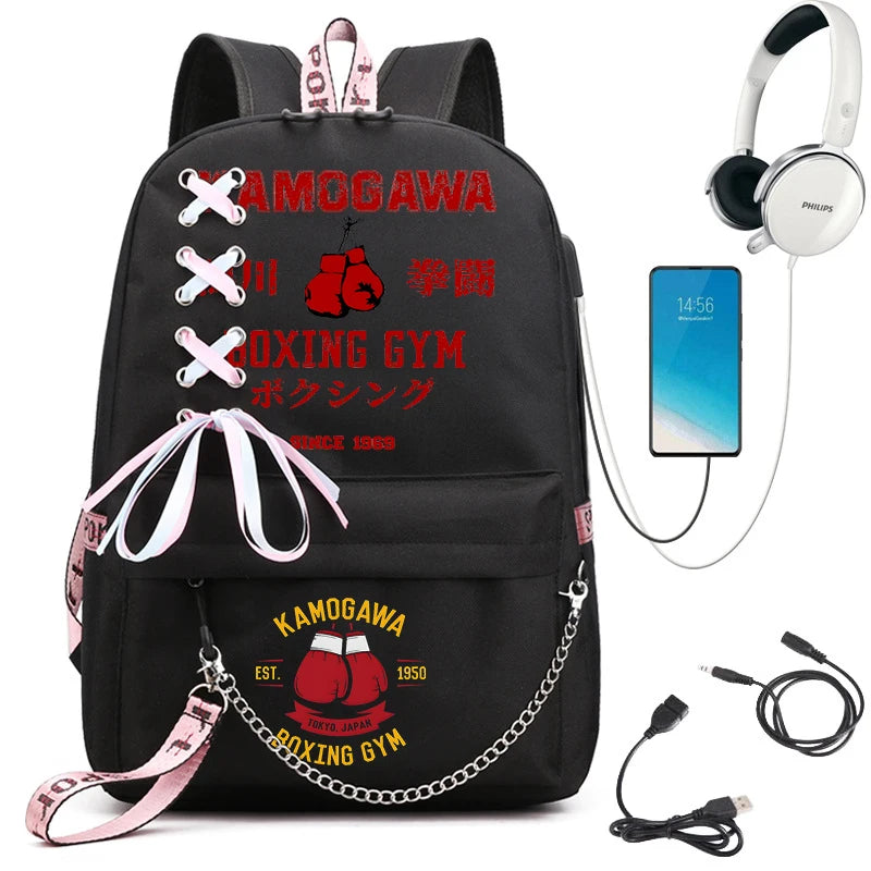 Hajime No Ippo Anime Backpacks Schoolbags Unisex Laptop Bags