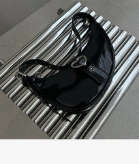 Half Moon Girls Underarm Bag Patent Leather Love Heart Clutch Purse
