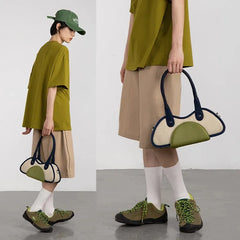 Half-Moon Shoulder Underarm Bag PU Leather Armpit Bag Retro Crossbody Bag