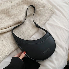 Half Moon Small Female Tote Handbags PU Leather Shoulder Bag