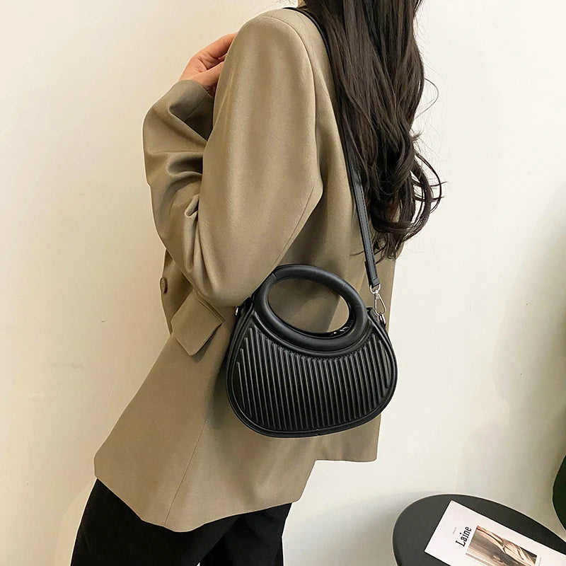 Half Moon Small Shoulder Bag Green Purple Handbags Crossbody Round Hand Bag