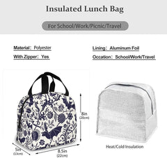 Halloween Bat Flower Insulated Lunch Bag Tote Cooler for Women