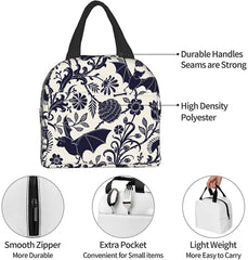 Halloween Bat Flower Insulated Lunch Bag Tote Cooler for Women