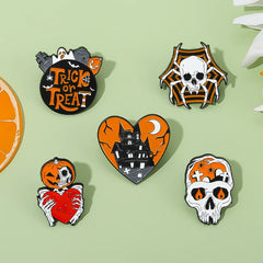 Halloween Castle Enamel Pins Skeleton Boo Spooky Pumpkin Brooches