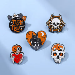 Halloween Castle Enamel Pins Skeleton Boo Spooky Pumpkin Brooches