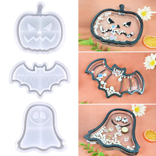 Halloween Decoration Silicone Mold Pumpkin Bat Ghost Crystal Tray