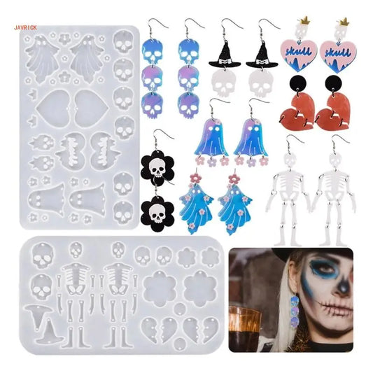 Geometric Skull Love Earring Mold for DIY Crafts