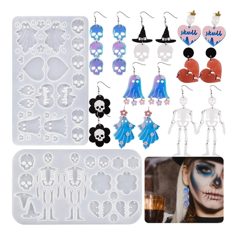 Geometric Skull Pumpkin Earrings Pendant Keychain Mold
